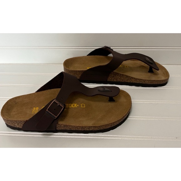 BIRKENSTOCK Gizeh Brown Natural Leather Oiled Sandals Shoes Size 38 Womens 8 NEW - Picture 2 of 8